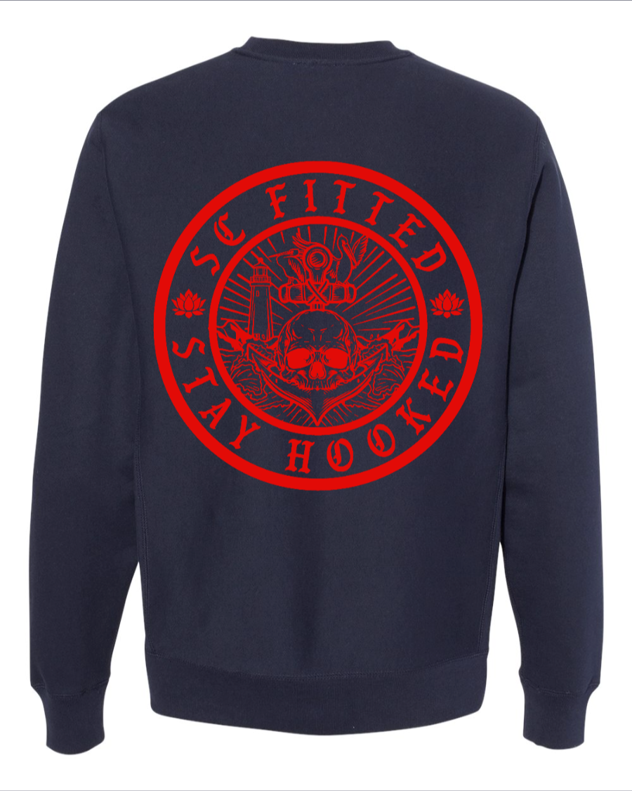 Harbor Point- Red on navy blue-IND5000C Independent - Heavyweight Crewneck
