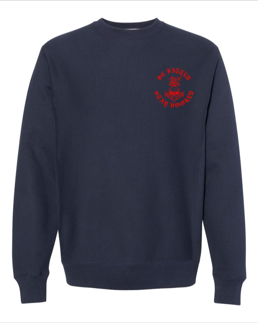 Harbor Point- Red on navy blue-IND5000C Independent - Heavyweight Crewneck